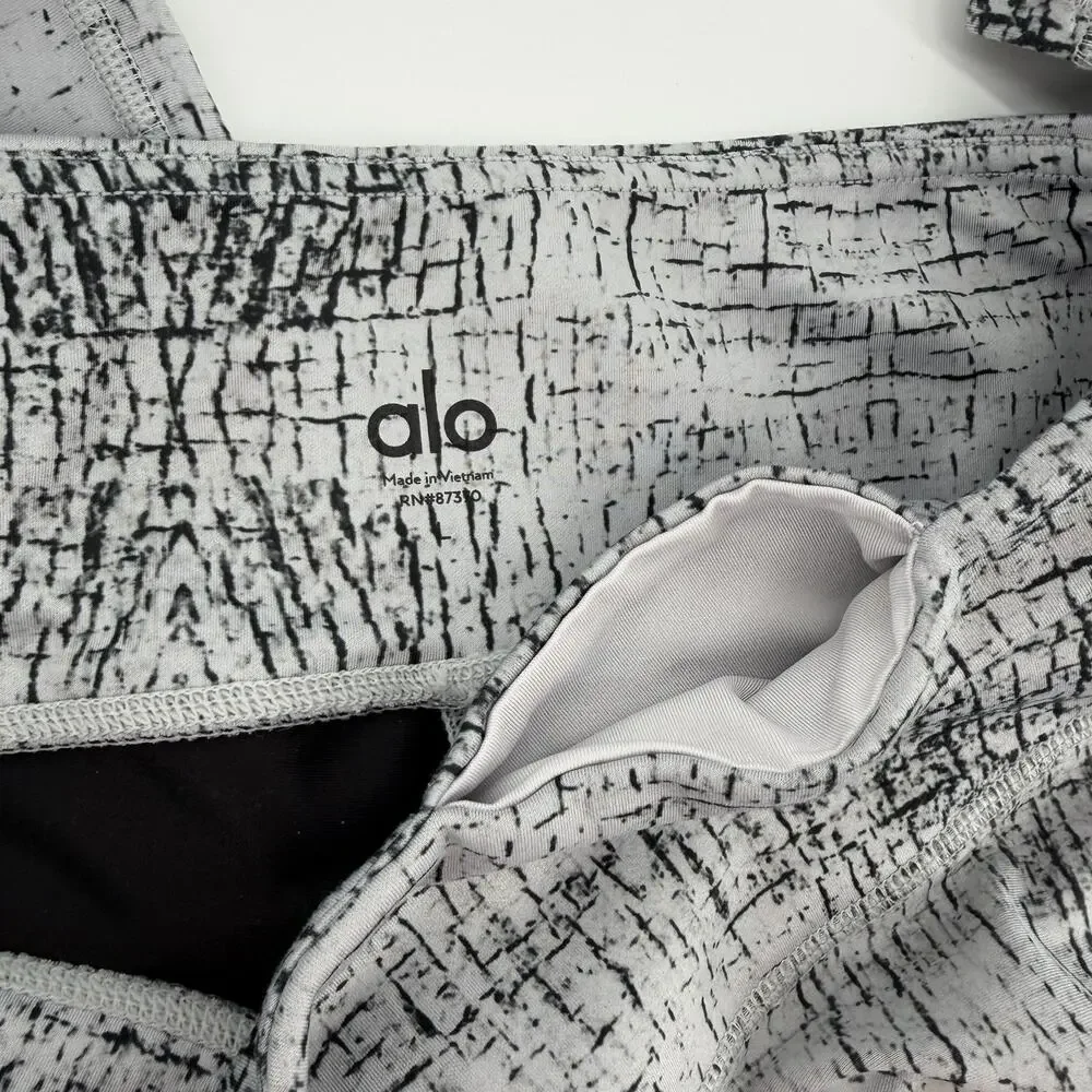 ALO Yoga Tech Lift Airbrush Full-Length Performance Leggings In Crackle Gray LG